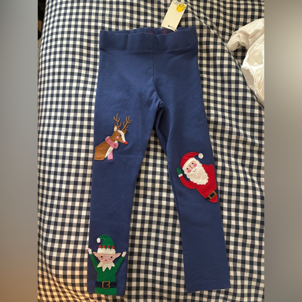 NEW Mini Boden Adorable Holiday Christmas Santa ‎ Leggings 5-6T